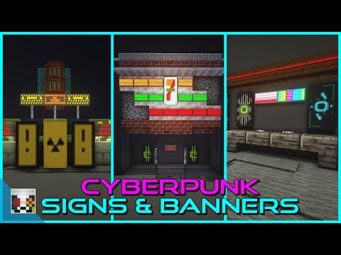 10+ Cyberpunk Signs & Banners Build Ideas - Minecraft 1.17+