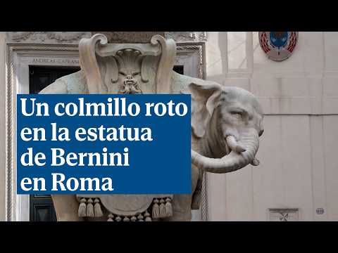 El elefante de Bernini en Roma amanece con un colmillo roto