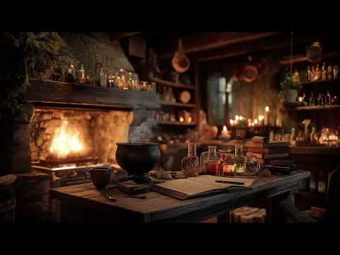 Cozy Fall Cottage Ambience | Autumn Cozy Relaxing Fireplace, Rain, & Thunder Focus ASMR