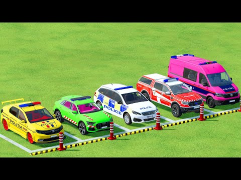 TRANSPORTING POLICE CARS, DACIA, FORD,  AMBULANCE, FIRE DEPARTMENT WITH SCANIA TRUCK !- FS 22