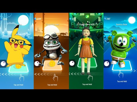 Pikachu vs Crazy Frog vs Squid Game vs Gummy Bear - Tiles Hop EDM Rush!
