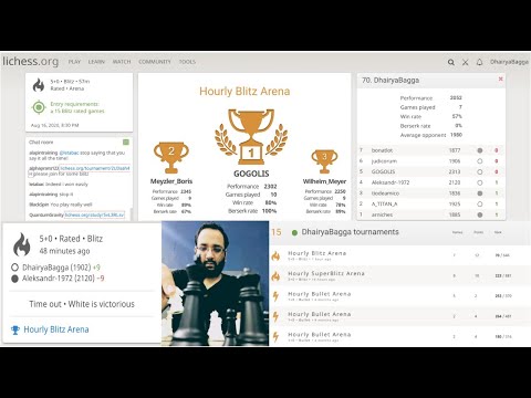 Chess Tips Online: Playing Lichess Hourly Blitz Arena - Defeating 2100 player with the London System