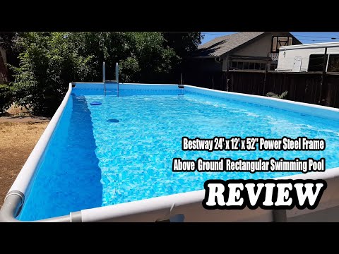 Review Bestway 24' x 12' x 52" Power Steel Frame Above Ground Rectangular Swimming Pool 2022