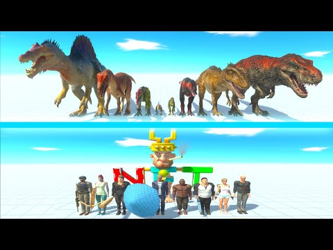 NEW CARNIVORE DINOSAURS Team vs MODERN HUMANS Team - Animal Revolt Battle Simulator ARBS