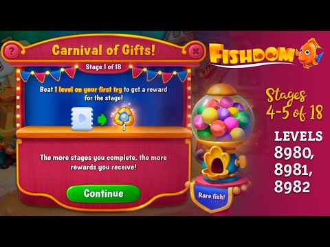 #fishdomgameplay carnaval of gifls! part 3 levels 8980, 8981, 8982