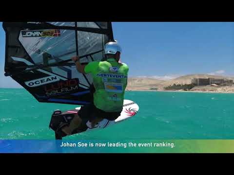 Dane Johan Soe (DEN-37) takes the lead in the Slalom World Champion at Fuerteventura