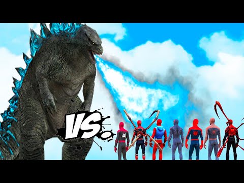 ALL SPIDERMAN SUIT ARMY vs GODZILLA - EPIC SUPERHEROES BATTLE (ULTIMATE GODZILLA MOD GTA V )