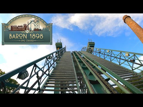 Baron 1898 Dive Coaster 4K Front Seat POV - Efteling
