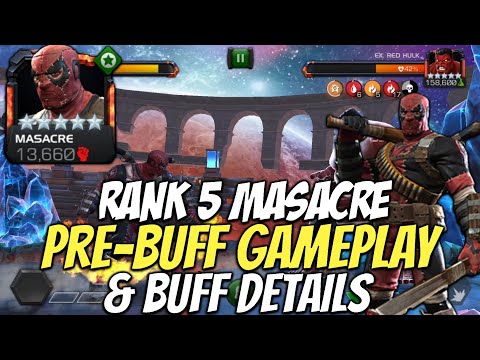 Rank 5 Masacre Pre Buff Gameplay, Mini Guide & Buff Details | Marvel Contest Of Champions