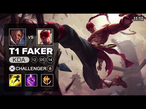 T1 Faker Lee Sin Mid vs Lucian - KR Challenger Patch 11.10