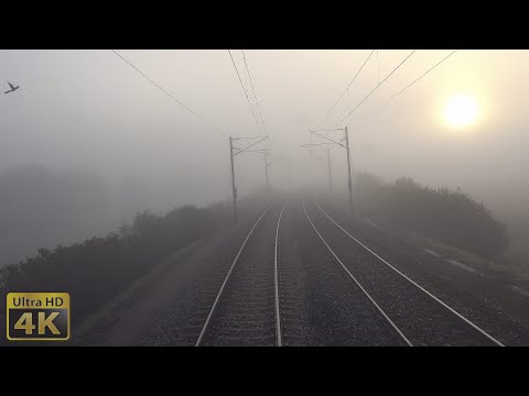4K Foggy sunrise from the Train Cab | Timelapse
