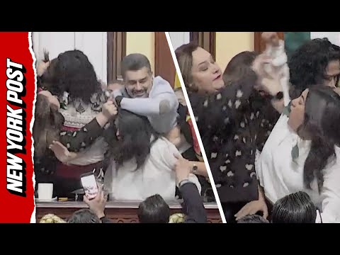 Chaotic Scene Unfolds as Fight Breaks Out During Heated Congress Floor Debate in Mexico City