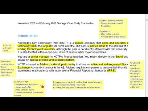 CIMA SCS Pre-seen Analysis Part 1 KCTP - November 2020 & February 2021