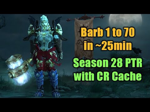 Season 28 PTR Barbarian Leveling Test, 1 to 70 in ~25min