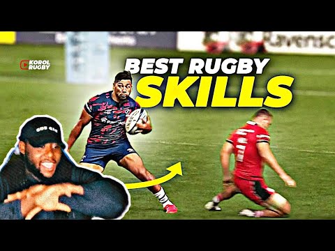 American Football Player React To Best Rugby Skills 2021/2022 Offloads, Steps, and Skills