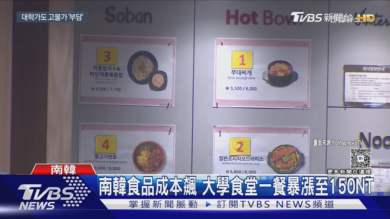 快吃不起!南韓食品成本飆 大學食堂一餐暴漲至150NT