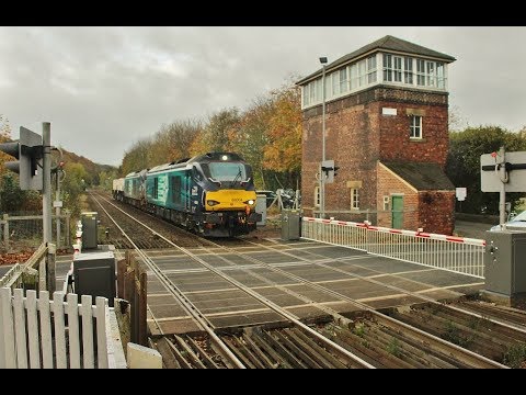DRS Class 68s Nos  68004 & 68034 - 6E44 Kingmoor to Seaton Nuclear Flasks - Prudhoe - 7th Nov 2017