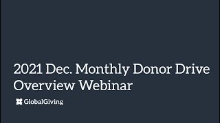 Dec. 2021 Monthly Donor Drive Overview