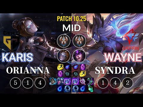 GEN Karis Orianna vs GRF Wayne Syndra Mid - KR Patch 10.25
