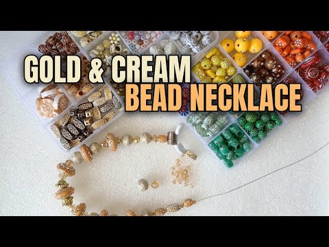 Making a Gold & Cream Acrylic & Glass Bead Necklace with Beebeecraft baeds