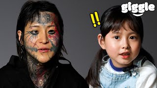 Korean kid meets man with TATTOOED on ENTIRE BODY for the first time..!!