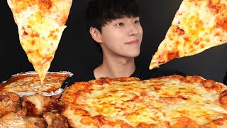 ASMR MUKBANG CHEESE PIZZA & CHEESE PASTA & CHICKEN WINGS EATING SOUNDS