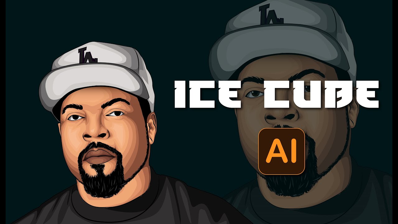 ICE CUBE Cartoon art | adobe illustrator CC | vector art |speed art