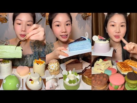 ASMR Creamy Multi Layered Crepe Cake🎃🙀Mini Cream cake,Whipped cream Mukbang Challenge#asmr#fruitcake