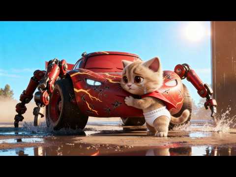 Spider Lightning McQueen vs Shadow Racoon | Candy Cat’s Epic Fix & Comeback Race