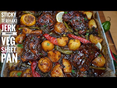 STICKY TERIYAKI JERK CHICKEN & VEG SHEET PAN