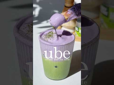 HOME BARISTA Matcha Series 🍵 | UBE Cream MATCHA LATTE 💜 | Matcha Recipe #shorts #ubeflavor #barista