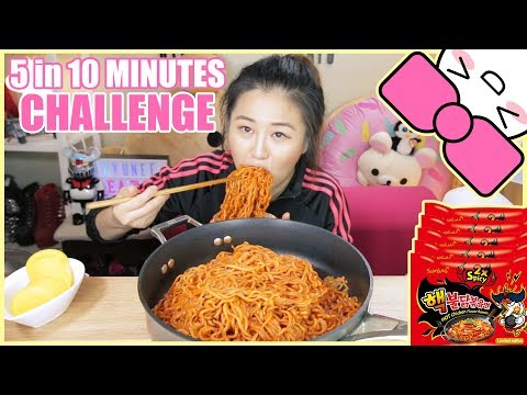 5 NUCLEAR FIRE NOODLES in 10 MINUTES CHALLENGE!!