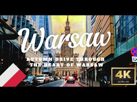 Driving in Warsaw / Warsaw City Center Autumn Drive Tour 4K