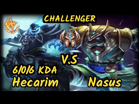 BIG WhiteKnight (HECARIM) vs NASUS - 6/0/6 KDA TOP CHALLENGER GAMEPLAY - EUW