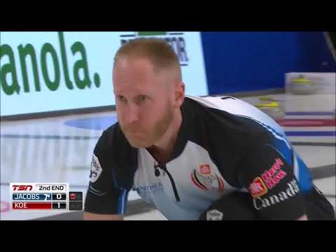 Flat double for 2 by Brad Jacobs (2018 Canada Cup)