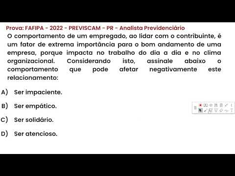 226- Prova de concurso público : FAFIPA - 2022 - PREVISCAM - PR - Analista Previdenciário