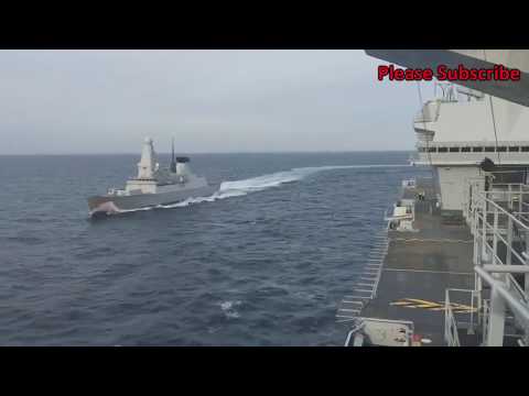 Amazing -  HMS Dragon Assisting HMS Queen Elizabeth At Sea