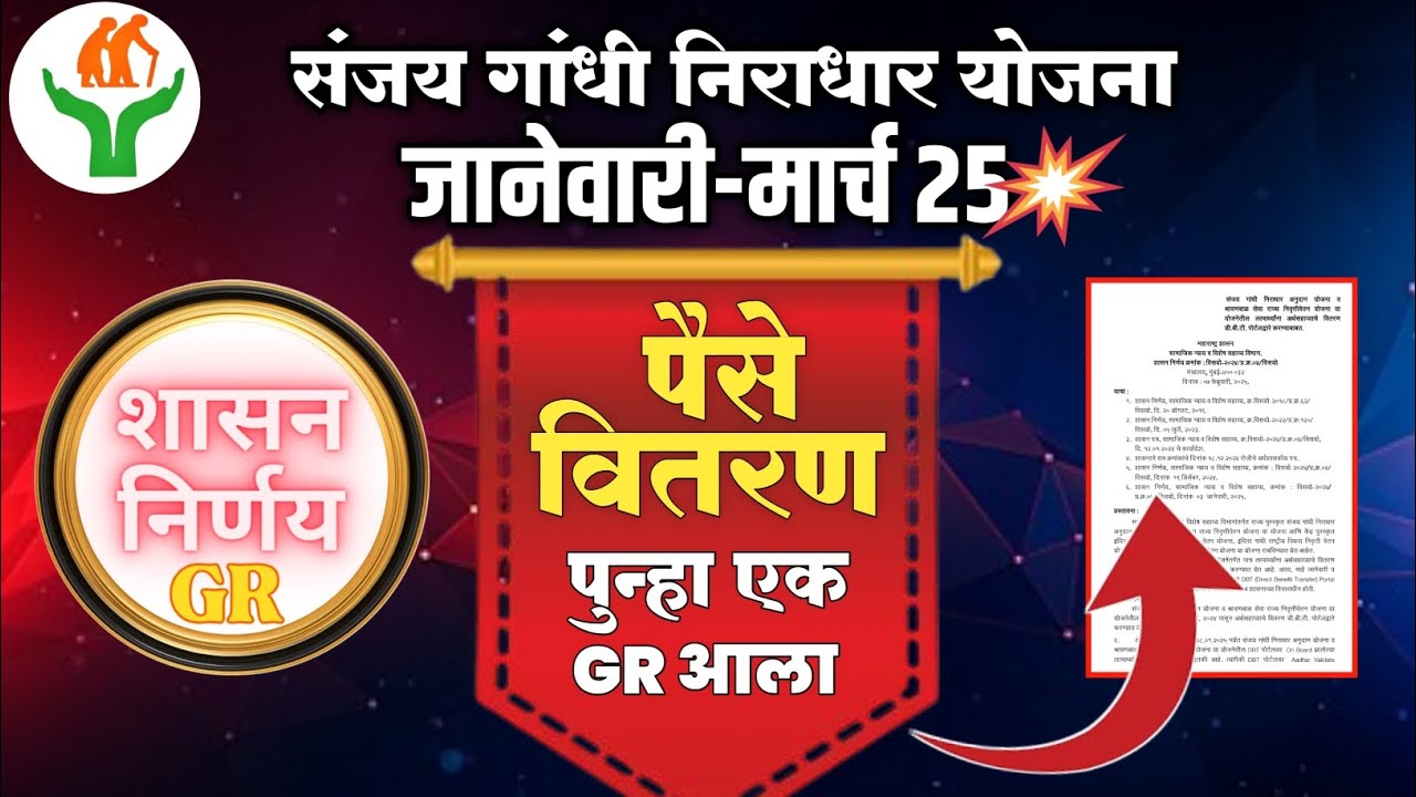 Sanjay Gandhi Niradhar Yojana। संजय गांधी निराधार पुन्हा एक GR आला, आता मिळणार पैसे #niradharyojana