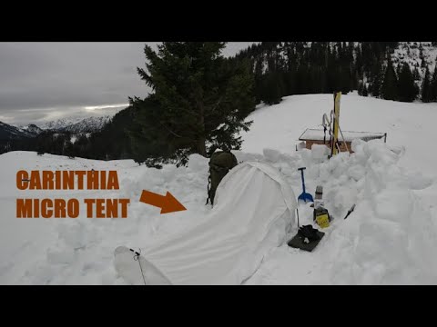 1 Night ALONE IN THE MOUNTAINS During SNOWSTORM/ CARINTHIA MICRO TENT/ SKITOUR