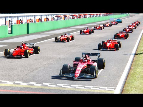 Ferrari F1 2022 vs All Micheal Schumahcer Ferrari F1 Cars (1996-2006) at Monza GP