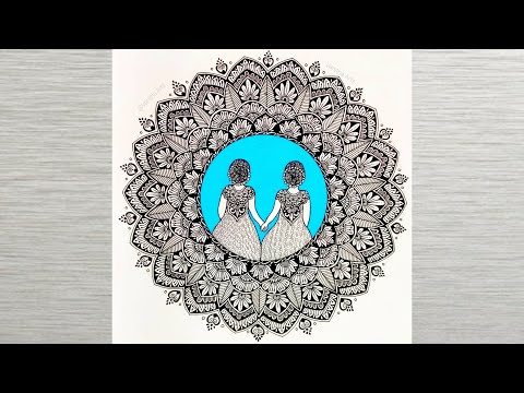 Friendship day special drawing Best Friends How to draw Mandala for Beginners stepbystep