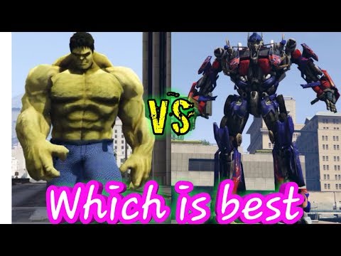 The hulk vs optimus prime transformers   epic battle || Gta 5