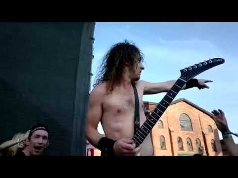 Airbourne frontman Joel O'Keeffe plays on wheelchair ramp at Getaway Rock Festival