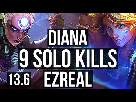 DIANA vs EZREAL (MID) | 9/0/2, 9 solo kills, 1.5M mastery, Legendary | KR Diamond | 13.6