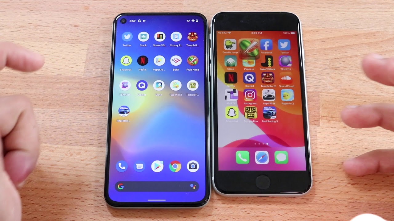 Google Pixel 5 Vs iPhone SE (2020) Speed Comparison!