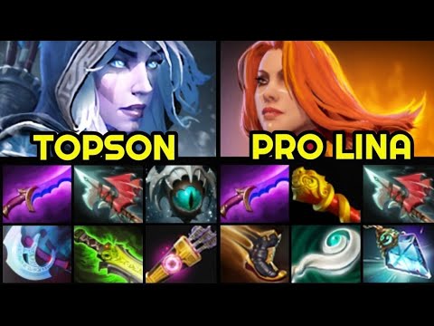 TOPSON Full Slotted Drow Ranger vs Full Slotted Lina - Insane Top Carry Battle 7.27 Dota 2