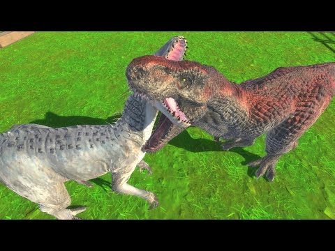 I-REX (INDOMINUS REX) vs T-REX (TYRANNOSAURUS REX) DEATH FALL - Animal Revolt Battle Simulator