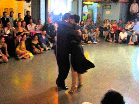  Daniel Nacucchio  and  Cristina Sosa  are  dancing  to  a  milonga