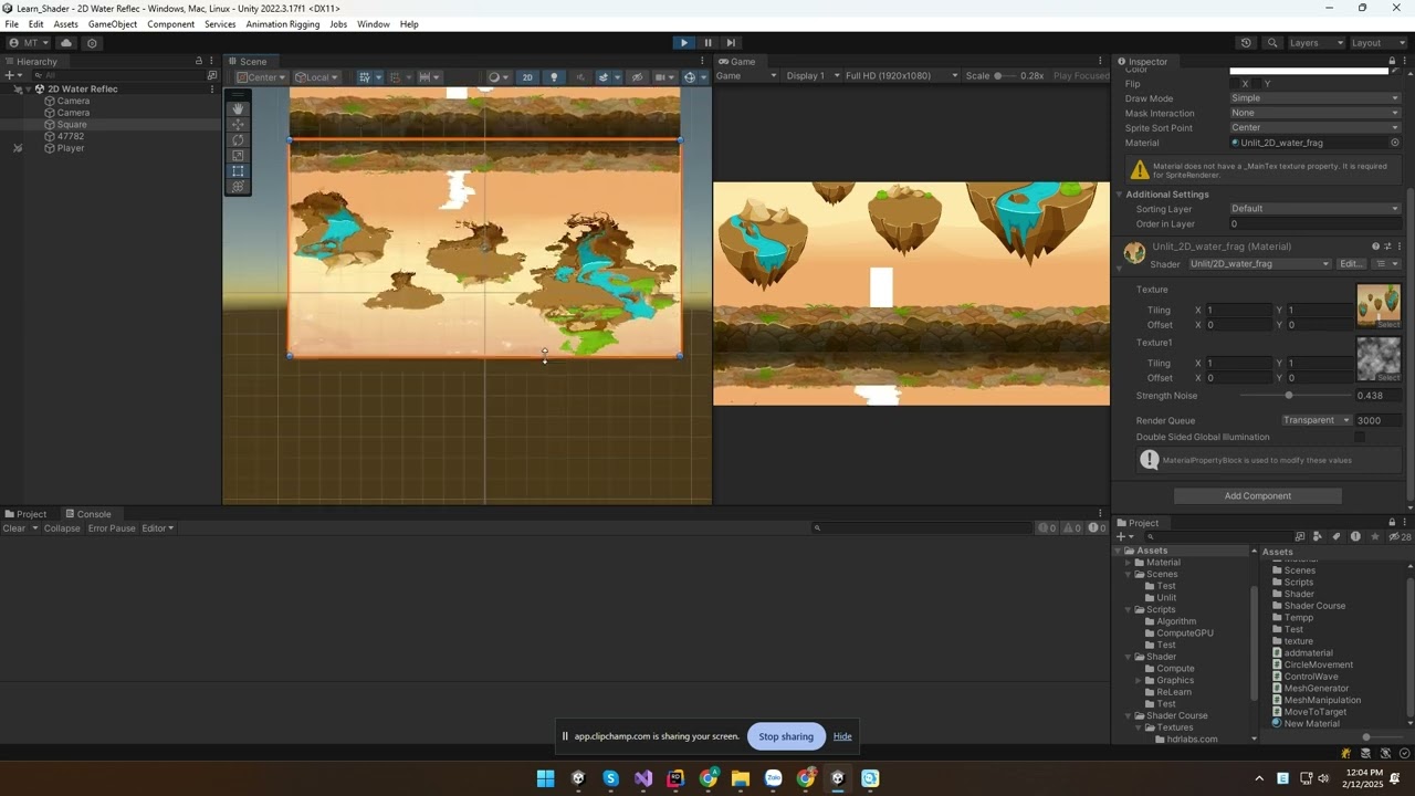 Unity water reflection effect 2D
