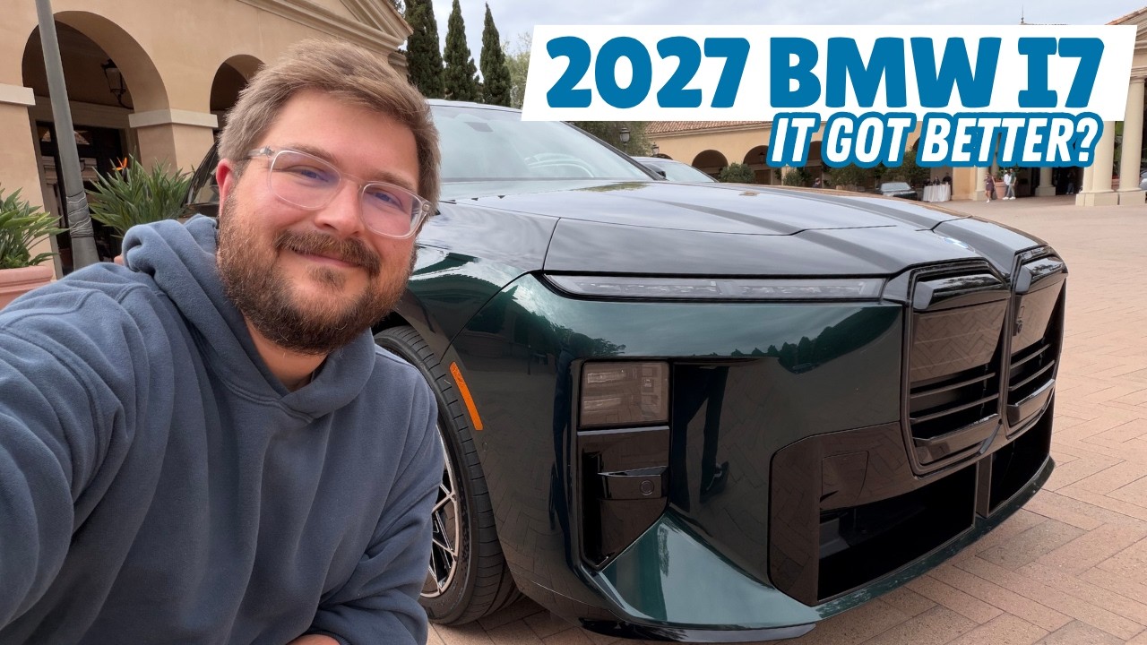 Updated BMW i7 electric sedan on the road